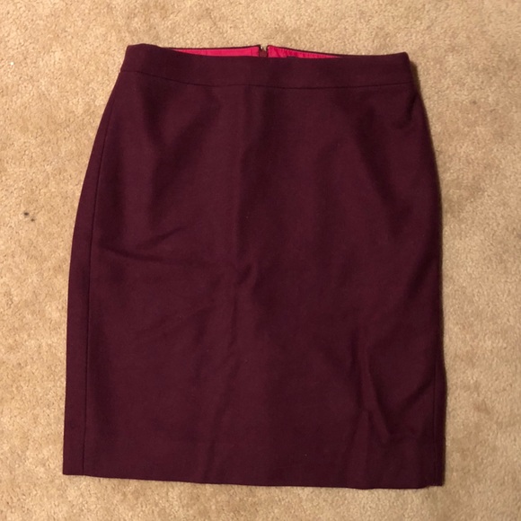 NWOT J. Crew Maroon Pencil Skirt - Picture 2 of 5